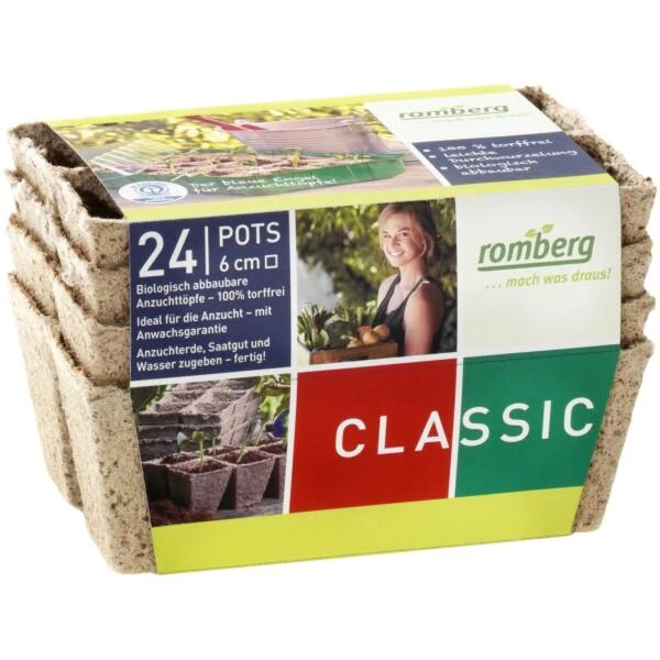 Vezelpotjes Vierkant Biologisch Afbreekbaar - 6 × 6 Cm - Set Van 24 Stuks 2 Vezelpotjes Vierkant Biologisch Afbreekbaar - 6 × 6 Cm - Set Van 24 Stuks - Afbeelding 2